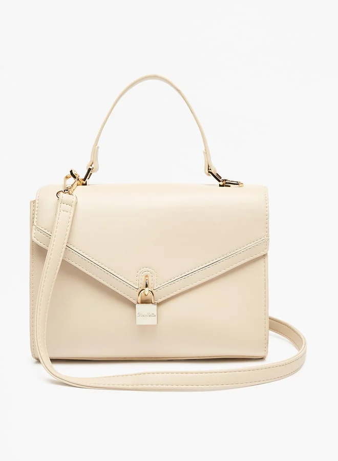 Flora Bella By Shoexpress Solid Satchel Bag with Adjustable Handle and Lock Accent
