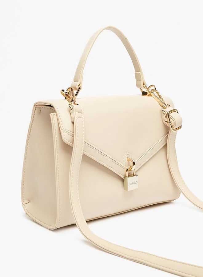 Flora Bella By Shoexpress Solid Satchel Bag with Adjustable Handle and Lock Accent