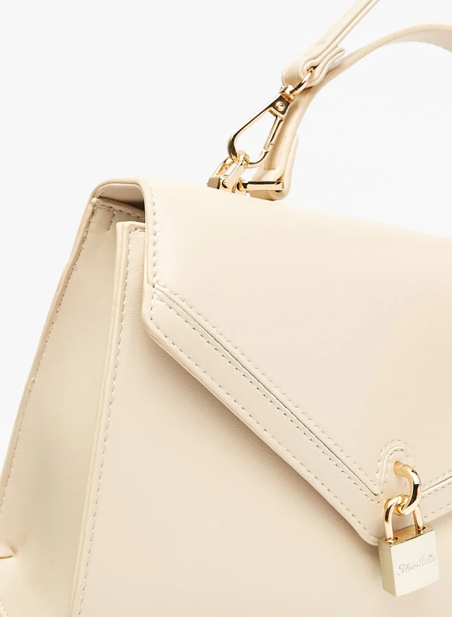 Flora Bella By Shoexpress Solid Satchel Bag with Adjustable Handle and Lock Accent