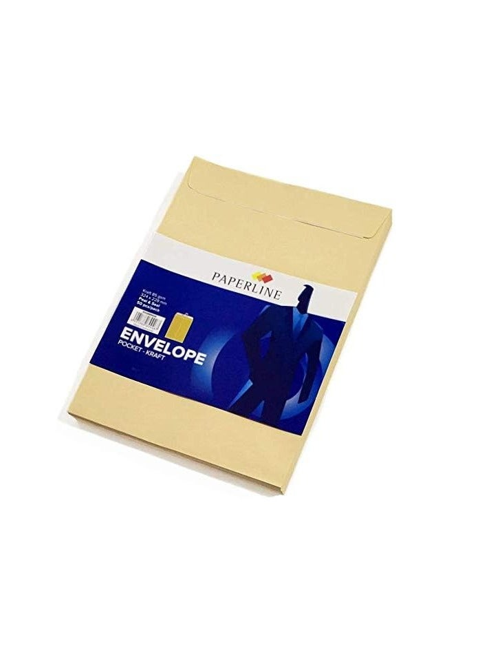 PAPERLINE-Indonesia Kraft Envelop Pocket Peal & Seal A4 Size Brown POCKET -KRAFT(324 * 229MM) - Image 1