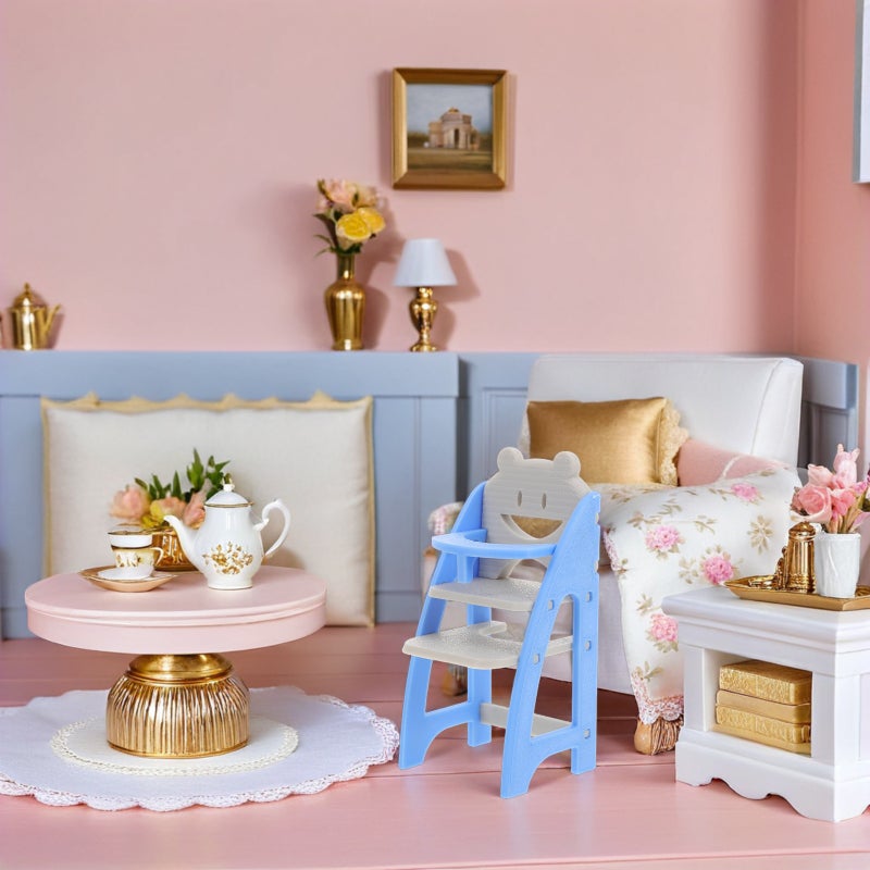 Doll Highchair: Baby Doll High Chair - 1:12 Dollhouse Miniature Furniture for Pretend Play - Infant High Chair Model Mini Furniture for Dollhouse Decoration - Image 3