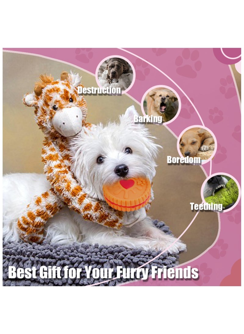 MIIXUER - 3 Pack Chew Toys for dogs, Cute Squeaky Dog Toys for Puppy to Medium Dogs, Soft Durable Interactive Chew Toy for Dogs - round cookies - Image 1