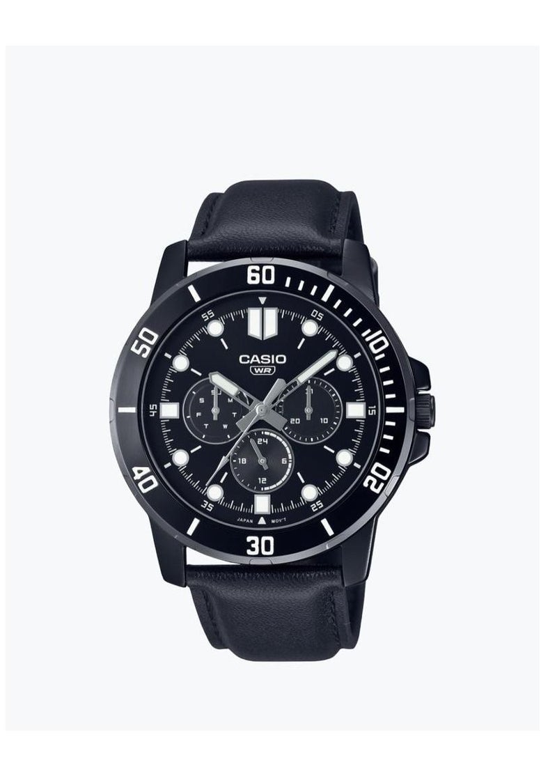 Casio Men Leather Black Strap Analog Watch - MTP-VD300BL-1EUDF