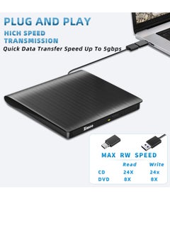 Generic External DVD Drive USB 3.0 Type C Portable CD+/-RW DVD Player Burner Rewriter ROM Compatible with Laptop Desktop PC Windows MacBook Linux Mac OS  - Image 3
