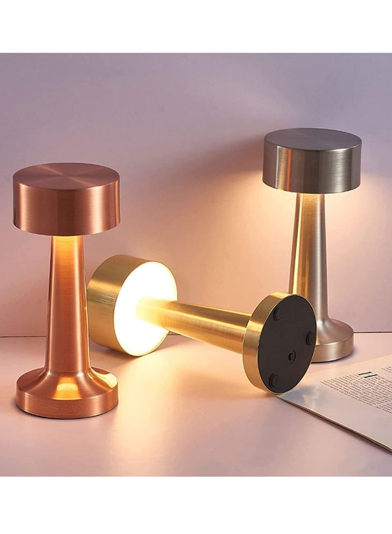 راكسوم مصباح طاولة، مصباح مكتبي LED بمستشعر لمس لاسلكي قابل لإعادة الشحن، مصباح مكتبي 3 طرق للتعتيم، مع سلك USB لإضاءة البار والمطعم وغرفة النوم بجانب السرير (فضي) - Image 5
