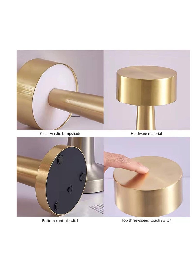 راكسوم مصباح طاولة، مصباح مكتبي LED بمستشعر لمس لاسلكي قابل لإعادة الشحن، مصباح مكتبي 3 طرق للتعتيم، مع سلك USB لإضاءة البار والمطعم وغرفة النوم بجانب السرير (فضي) - Image 3