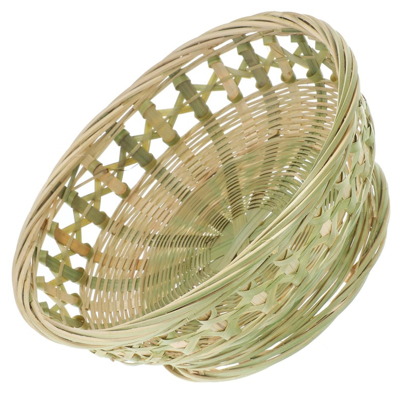 Light Green Bamboo Fruit Container Bread Storage Basket 4 Pcs Set 22X22X8 5CM - Image 5