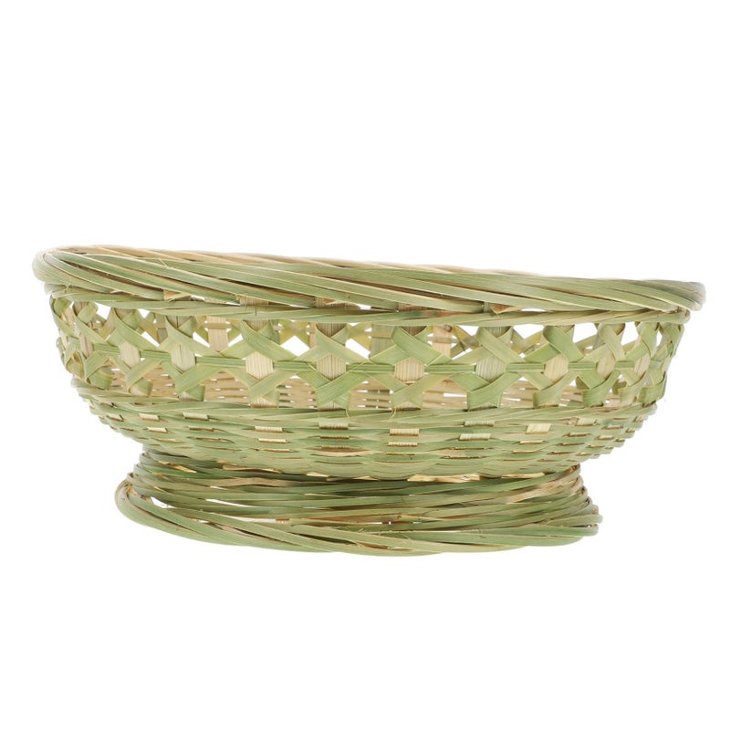 Light Green Bamboo Fruit Container Bread Storage Basket 4 Pcs Set 22X22X8 5CM - Image 3