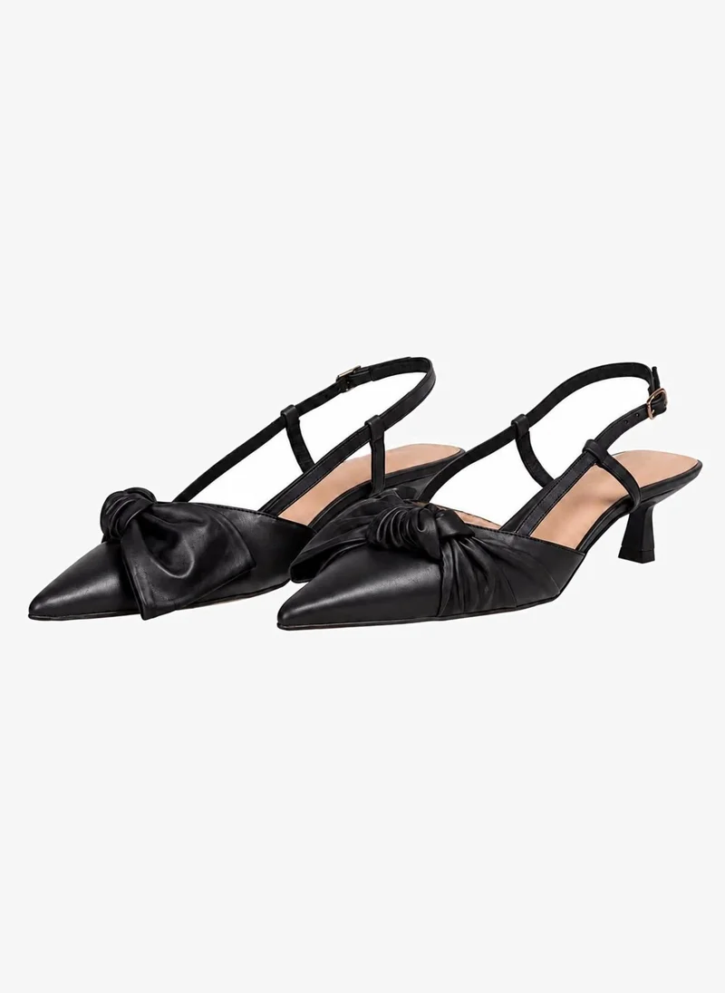 Christian Lacroix Christian Lacroix Women's Knotted Bow Kitten Heel Slingback Pumps - Black