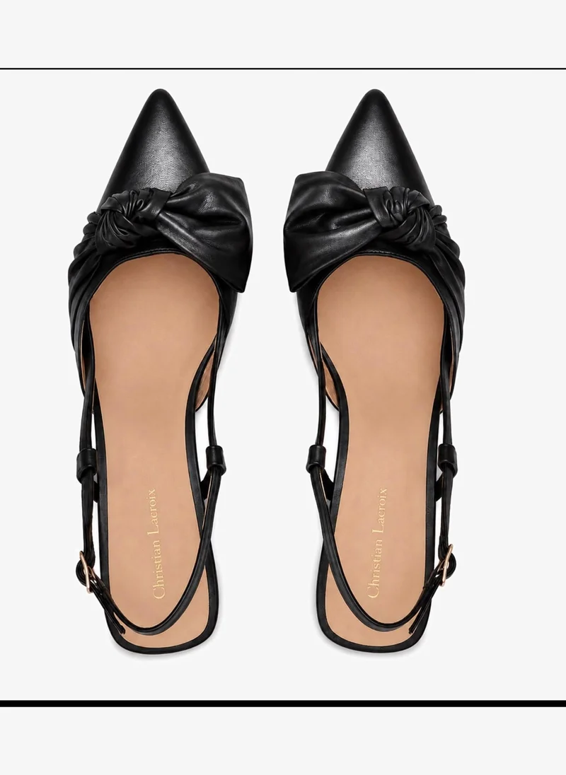 Christian Lacroix Christian Lacroix Women's Knotted Bow Kitten Heel Slingback Pumps - Black