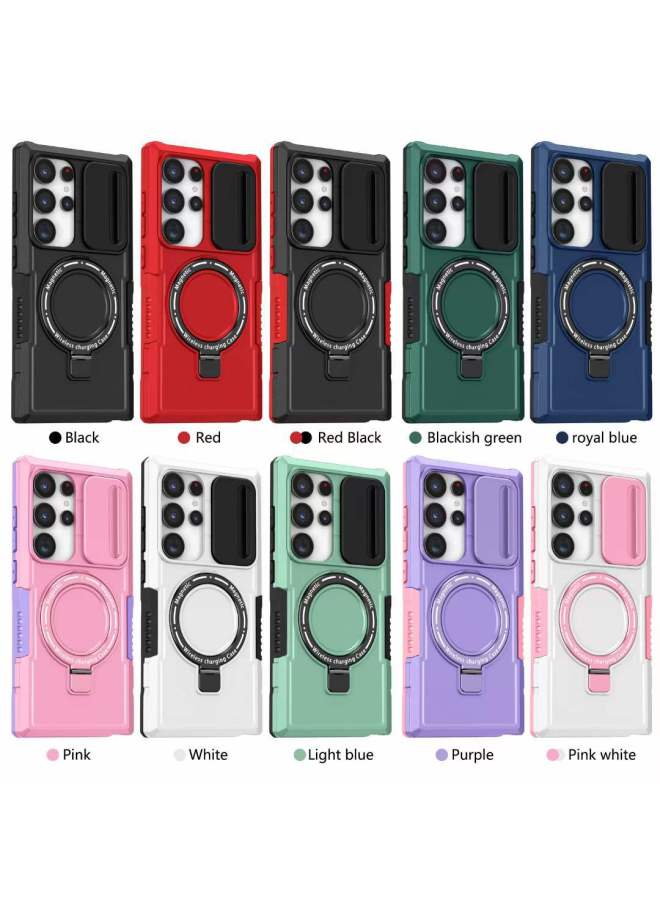 For Samsung Three-dimensional Sliding Window Phone Case Pivot Magnetic Suction Charging Protective Cover  S23FE 