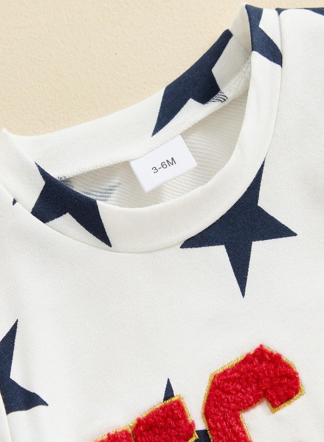 Amnnchya Baby Boy Girl 4th of July Outfit Toddler Fourth of July Clothes Infant USA Shirt and Stars Shorts Set (White Stars, 3-4 Years) - Image 5