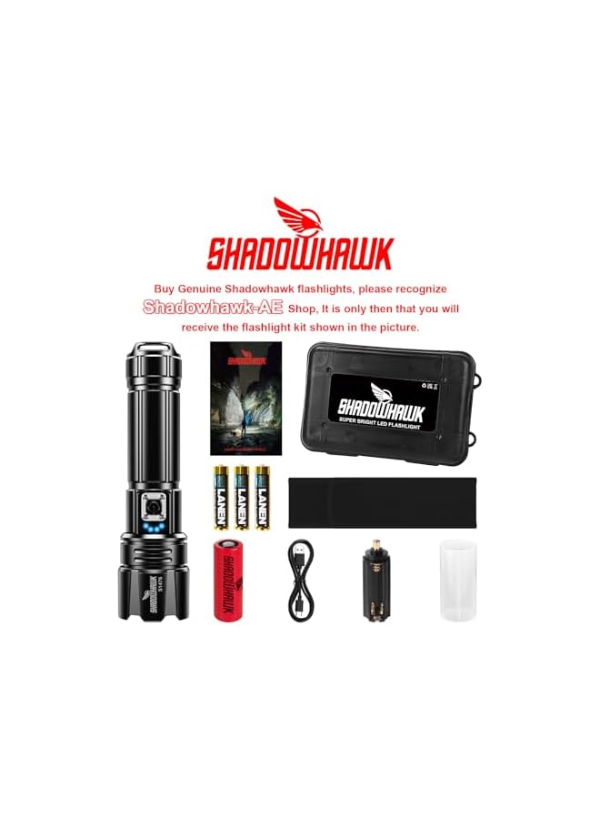 promass Flashlight Led USB Rechargeable, 10000 lumens Torch Light XHP70.2, Super Bright Tactical Flashlights, IP67 Waterproof Zoomable, for Outdoor Camping Hiking Emergency(with Battery) - Image 4