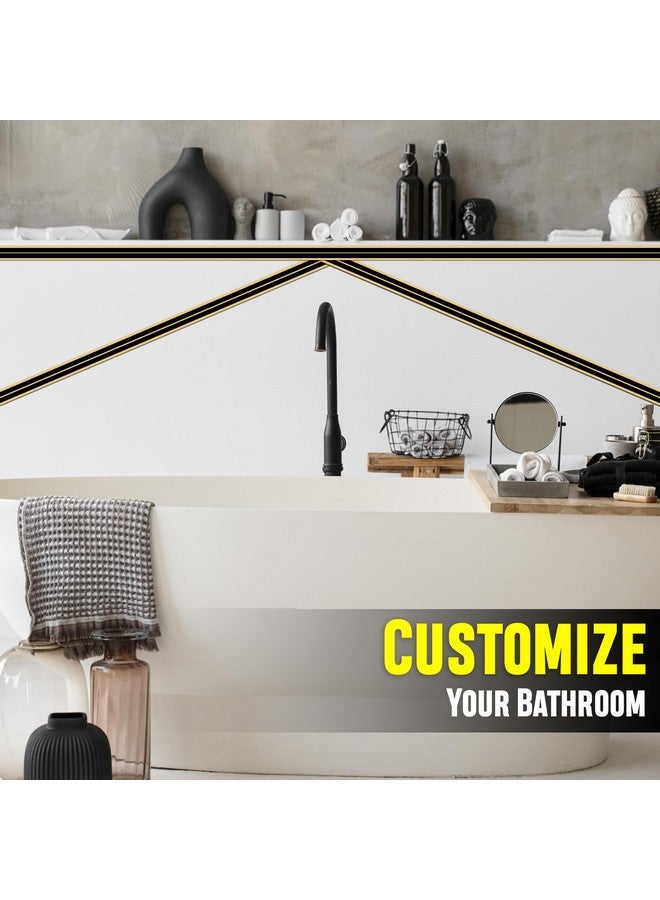 Homeaura Homeaura 5M Black Golden Floor Tile Stickers, Waterproof Gap Tape, PVC Self Adhesive Ceramic Tape for Detailing Walls, Cabinetry (2.5CM Width *5M Long)  - Image 4