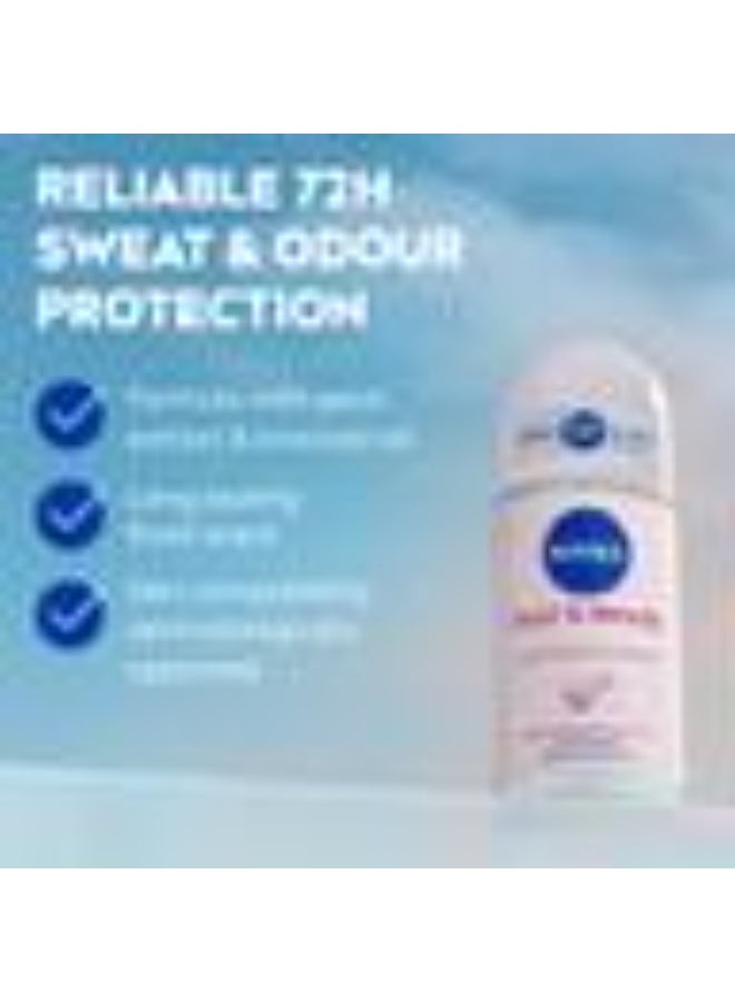 NIVEA Pearl & Beauty Antiperspirant Deodorant for Women 72H Active, Roll-on 50ml - Image 1