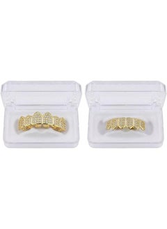 Generic Diamond Grills for Your Teeth for Men Women Gold Plated Iced Out Macro Pave Cubic Zirconia Mouth Grill with Extra Molding Bars Included  - Image 5