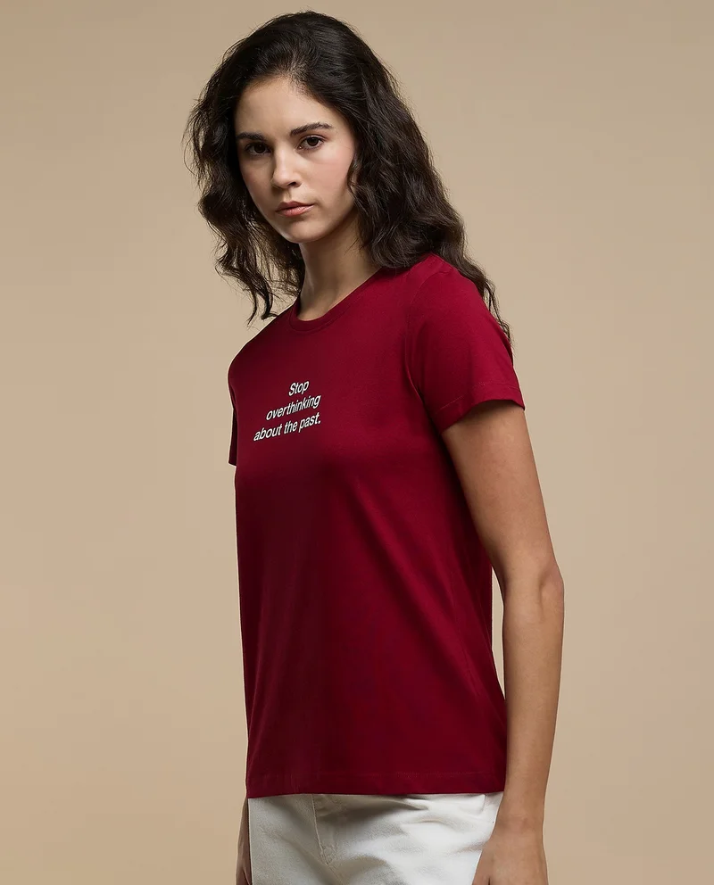 R&B Typography Print T-Shirt With Crew Neck And Short Sleeves
