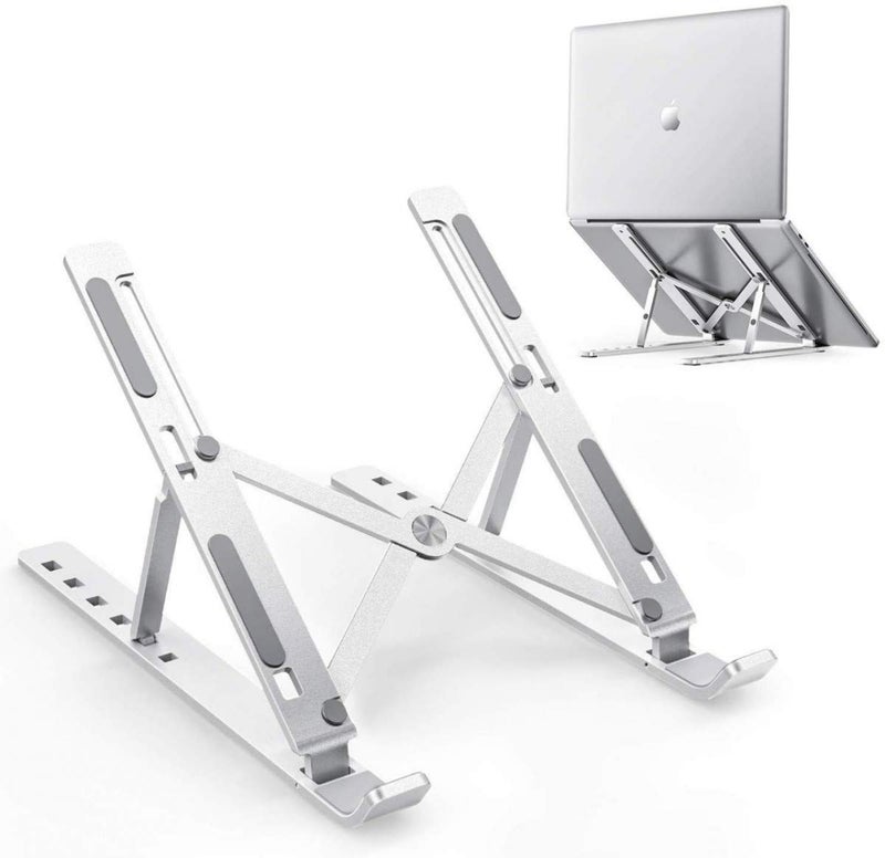 RedRubby Laptop Tabletop Stand FoldUp Adjustable Portable Holder for Desk Aluminum Foldable Laptop Ergonomic Compatibility with Up to 156Inch Laptop All Mac Tab and Mobile Silver