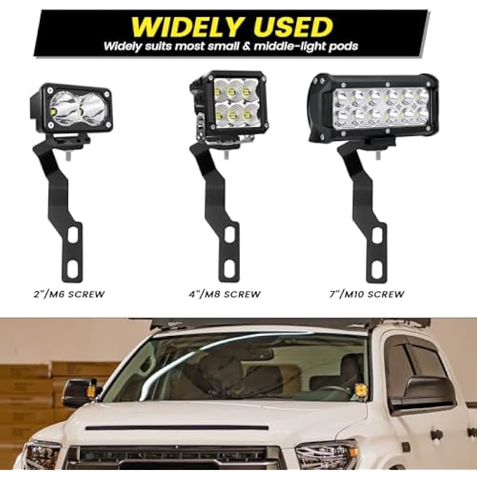 KANGIKX Hood Hinge Ditch Light Mount Brackets For Toyota Tacoma 20162021 3Rd Gen Auxiliary Offroad Pod Work LightToyota Tacoma Hood Mount Brackets KitBlack - Image 4