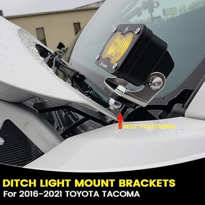 KANGIKX Hood Hinge Ditch Light Mount Brackets For Toyota Tacoma 20162021 3Rd Gen Auxiliary Offroad Pod Work LightToyota Tacoma Hood Mount Brackets KitBlack - Image 3