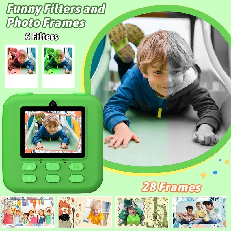 ZONEY Instant Print Camera for Kids, Holiday Birthday Gifts Girls Boys Age 3-12, HD Digital Video Cameras Toddler, Portable Toy for 3 4 5 6 7 8 9 10 Year Old Boy Girl Children (Blue) - Image 5