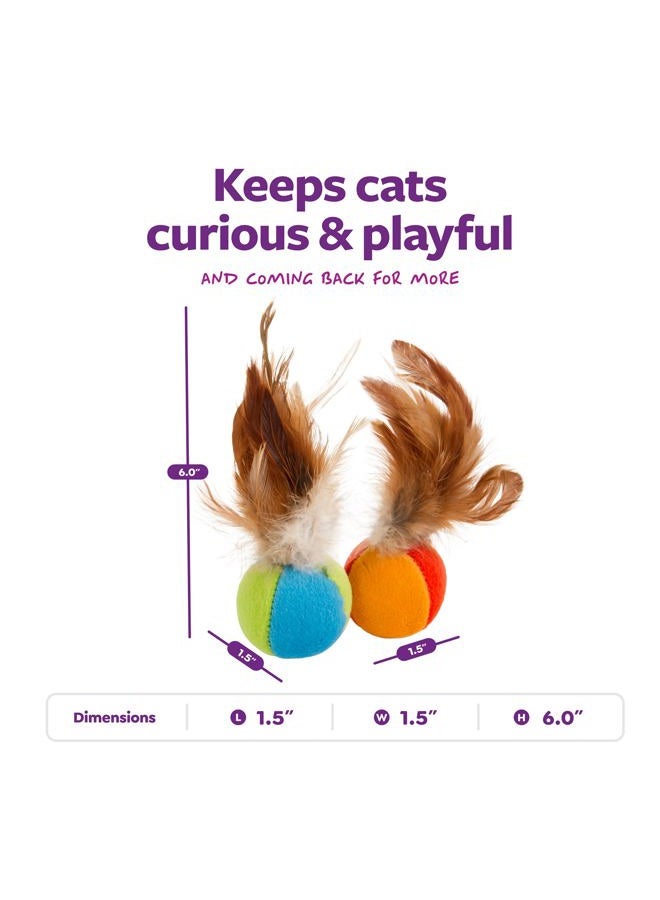 SmartyKat (2 Count) Flutter Balls Feather Cat Toys - Multi Color, 2 Count - Image 3