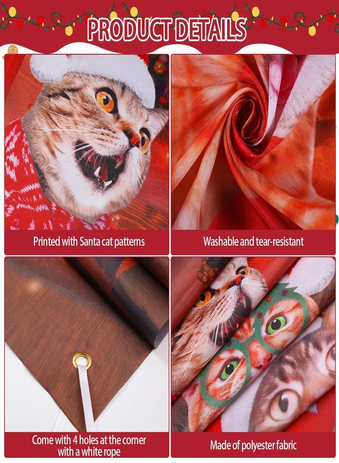 زانماي غطاء باب عيد الميلاد على شكل قطة من Zhanmai، مصنوع من قماش المزرعة، أغطية أبواب مضحكة لعيد الميلاد المجيد، ديكورات حفلات الكريسماس، لافتة معلقة، خلفية لباب أمامي أحمر، عطلة رأس السنة الجديدة، 71 × 35 بوصة - Image 3