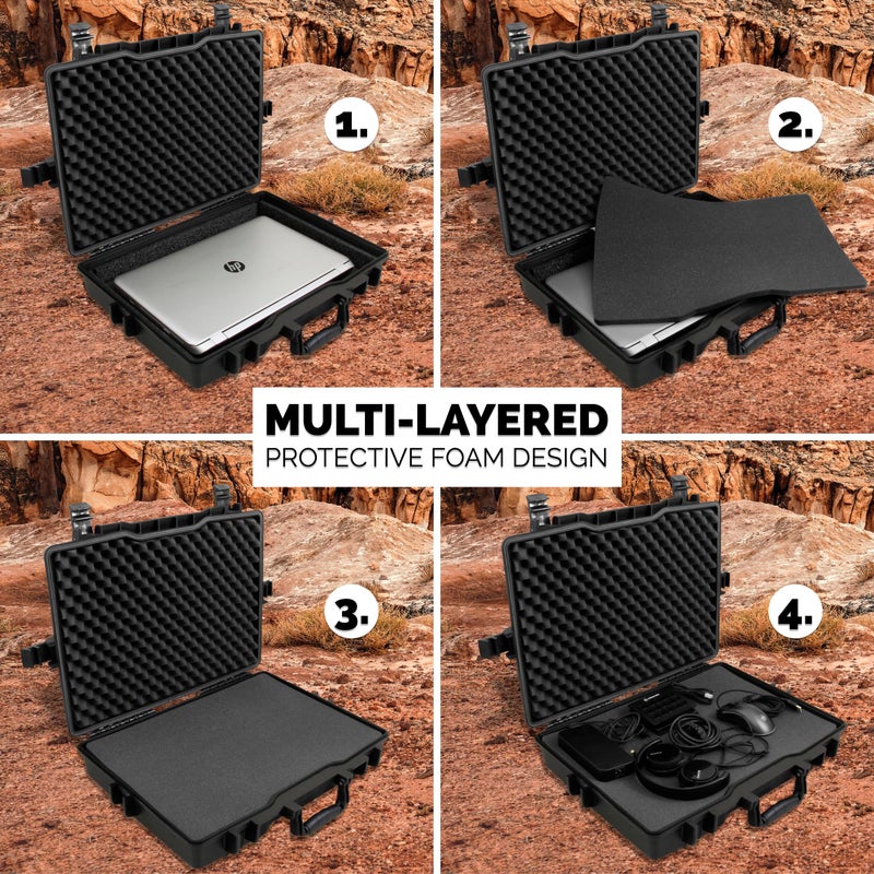 CASEMATIX Waterproof Laptop Hard Case for 15-17 inch Gaming Laptops & Accessories - Heavy Duty Hard Laptop Case Compatible with 15.6 and 17.3 inch Gaming Laptops and Gaming Laptop Accessories - Image 3