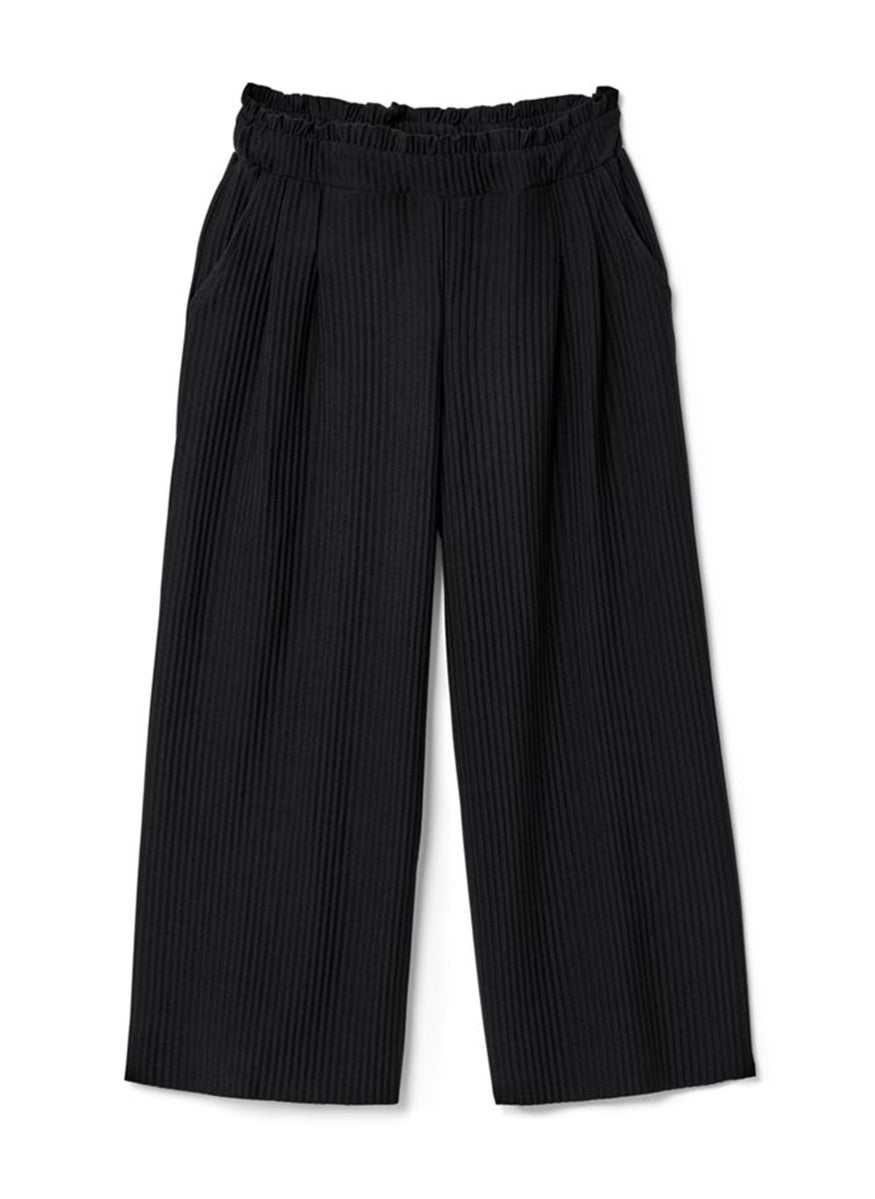 Tchibo Kids Girl Textured Pull-On Culotte Pants, Black  - Image 2