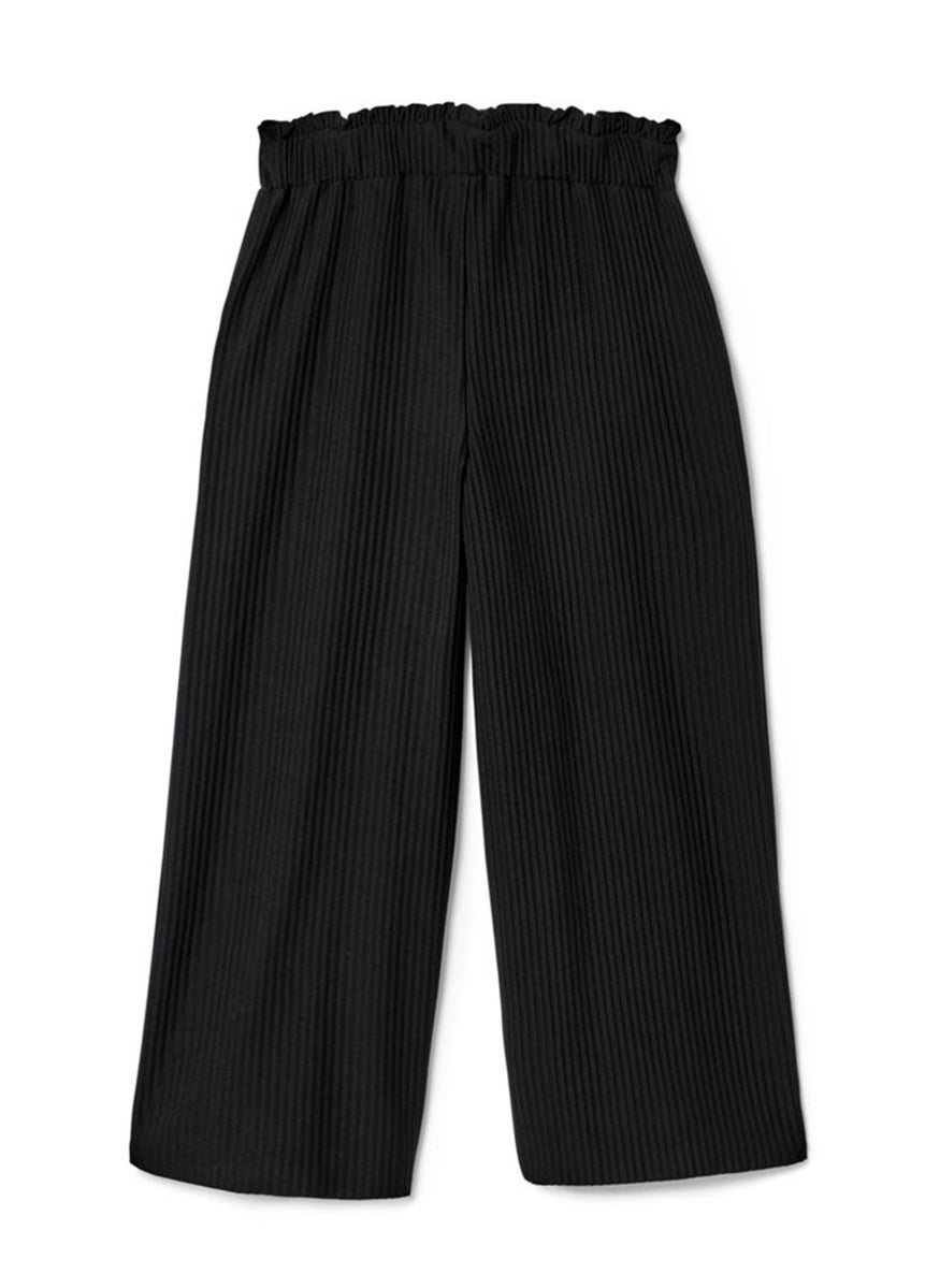 Tchibo Kids Girl Textured Pull-On Culotte Pants, Black  - Image 3