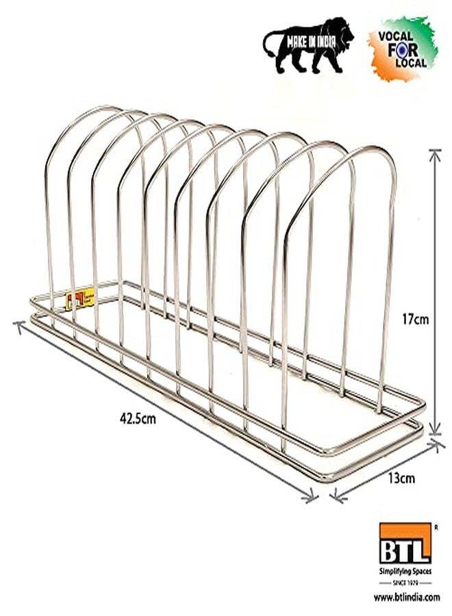 BTL Stainless Steel Multipurpose Kitchen Plate Thali Dish Rack Stand Sink Drainer for Kitchen 450 mm Depth 17 cm Height 8 Section Anti Corrosive Rust Free (BTDB-TH-450) - Image 3