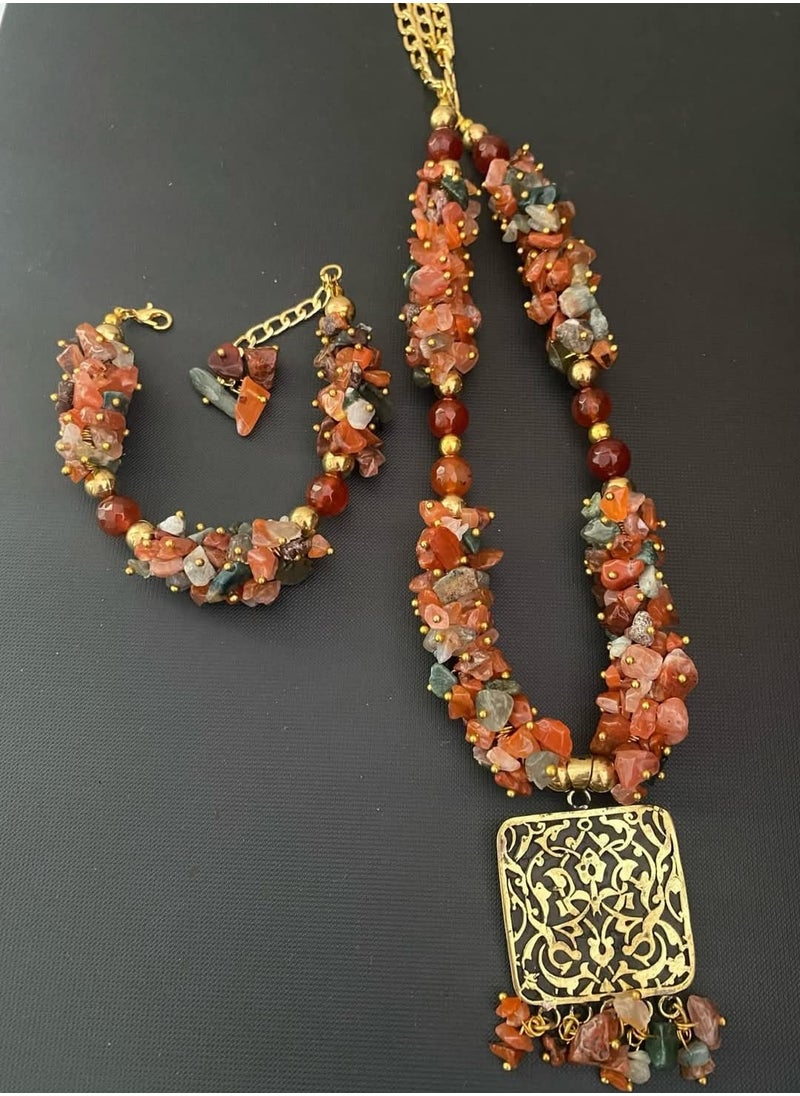 ار اند ار طقم نسائى من الجميشت البنى بدليه نحاس  - Image 2