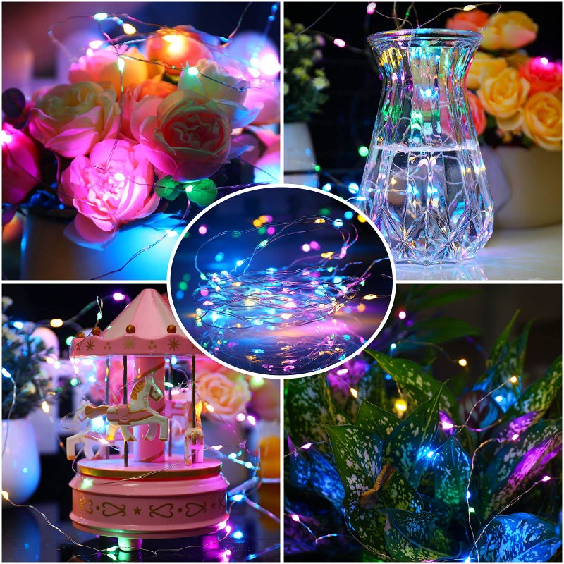 Mandiq 4 Pack Fairy Lights Battery Operated, String Lights 10ft 30 LEDs, Flashing and Constant Light Mode, Silver Wire Mini Lights for Festival, Christmas Decoration, Multicolorâ€¦ - Image 2
