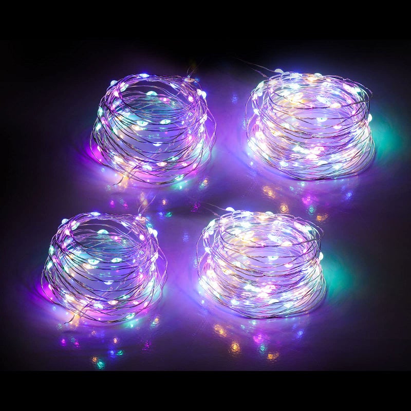 Mandiq 4 Pack Fairy Lights Battery Operated, String Lights 10ft 30 LEDs, Flashing and Constant Light Mode, Silver Wire Mini Lights for Festival, Christmas Decoration, Multicolorâ€¦ - Image 1