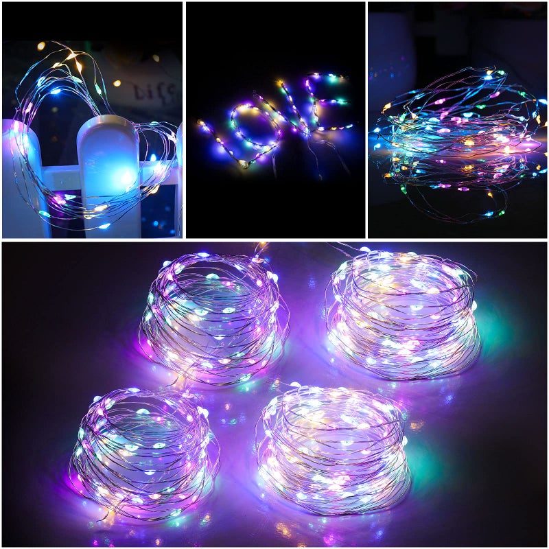 Mandiq 4 Pack Fairy Lights Battery Operated, String Lights 10ft 30 LEDs, Flashing and Constant Light Mode, Silver Wire Mini Lights for Festival, Christmas Decoration, Multicolorâ€¦ - Image 4