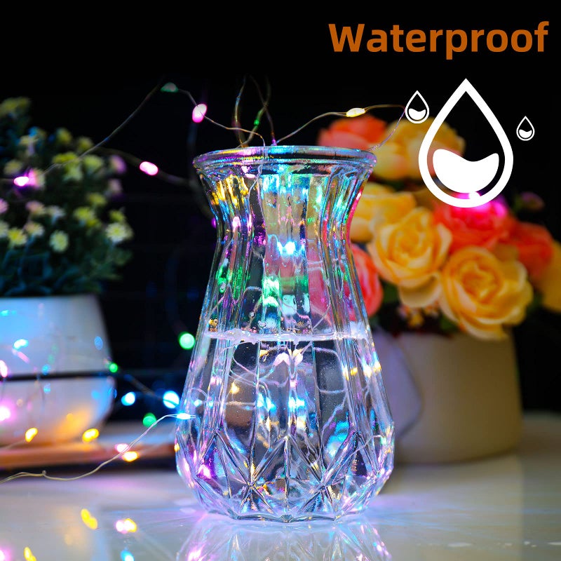 Mandiq 4 Pack Fairy Lights Battery Operated, String Lights 10ft 30 LEDs, Flashing and Constant Light Mode, Silver Wire Mini Lights for Festival, Christmas Decoration, Multicolorâ€¦ - Image 3