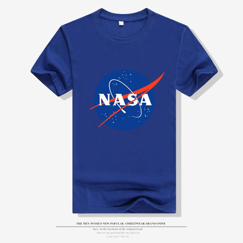 American Astronaut Nasa Galaxy Earth Print T-Shirt Cotton Crewneck Half Sleeve Shirt Couple Sports Top - Image 1
