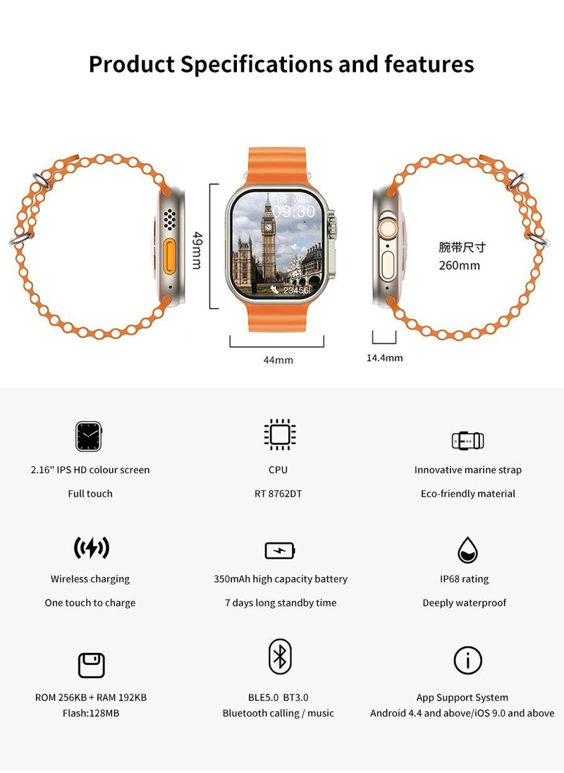 GULFLINK - Smart Watch for Android and iOS Phones Compatible with Apple iPhone Orange - Image 1