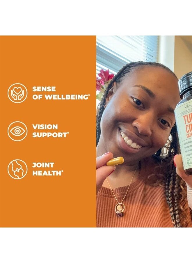 Vimerson Health - Turmeric Curcumin with Saffron Extract, Cinnamon, Cardamom & Black Pepper - Antioxidant Joint Support Supplement with Tumeric & Bioperine for Mood, Memory, Eye Health & Well-Being - 60 Capsules - Image 1