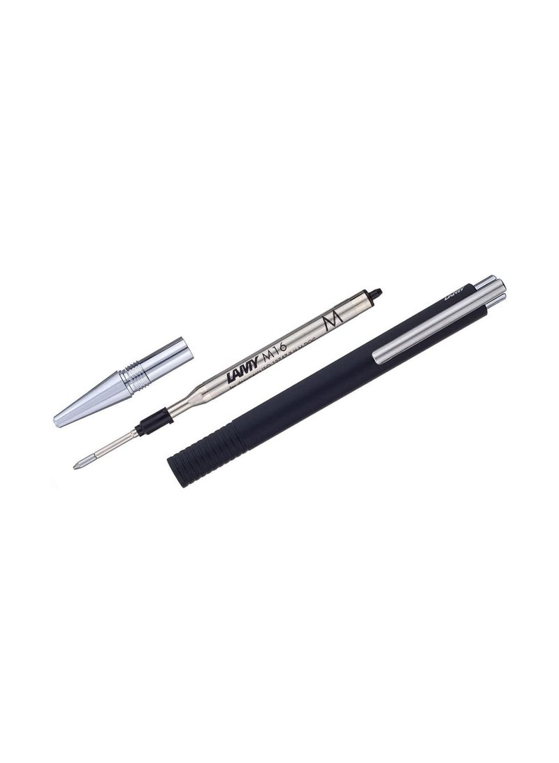 LAMY قلم حبر جاف م+ ذو رأس متوسط حبر أسود برميل أسود غير لامع - Image 3