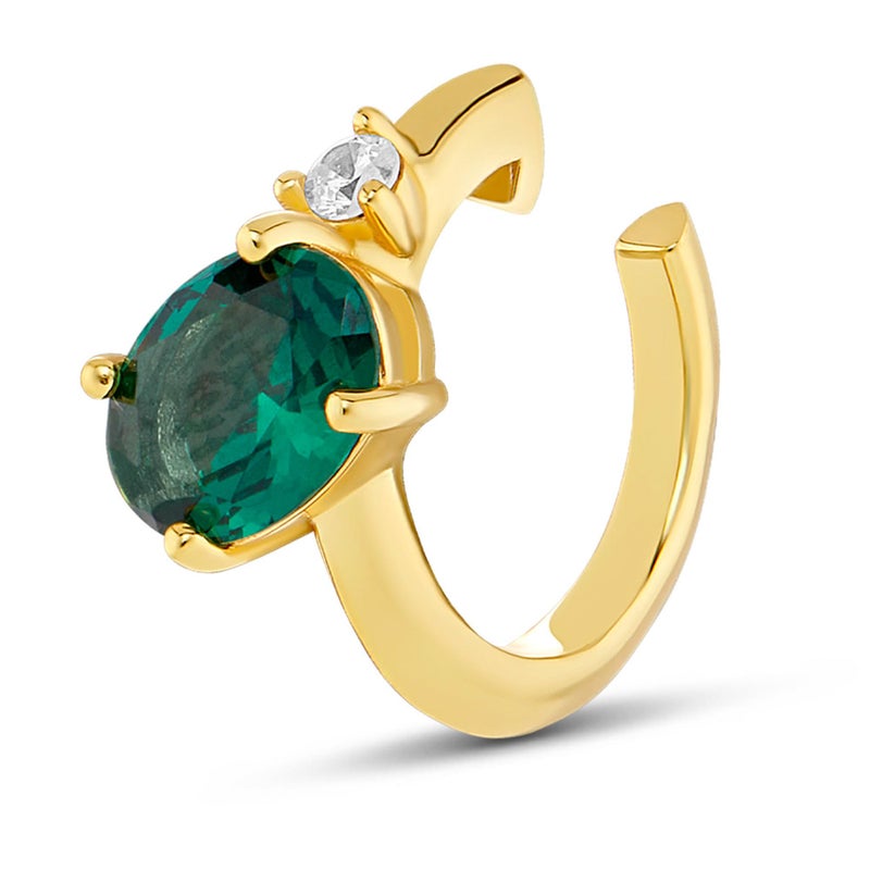 MILLA Ear Cuffs Non Piercing, Birthstone Jewelry, 14K Gold Plated over 925 Sterling Silver Half Hoop Dainty Earrings for Women Trendy with CZ Stones, Lightweight and Hypoallergenic (May) - Image 1