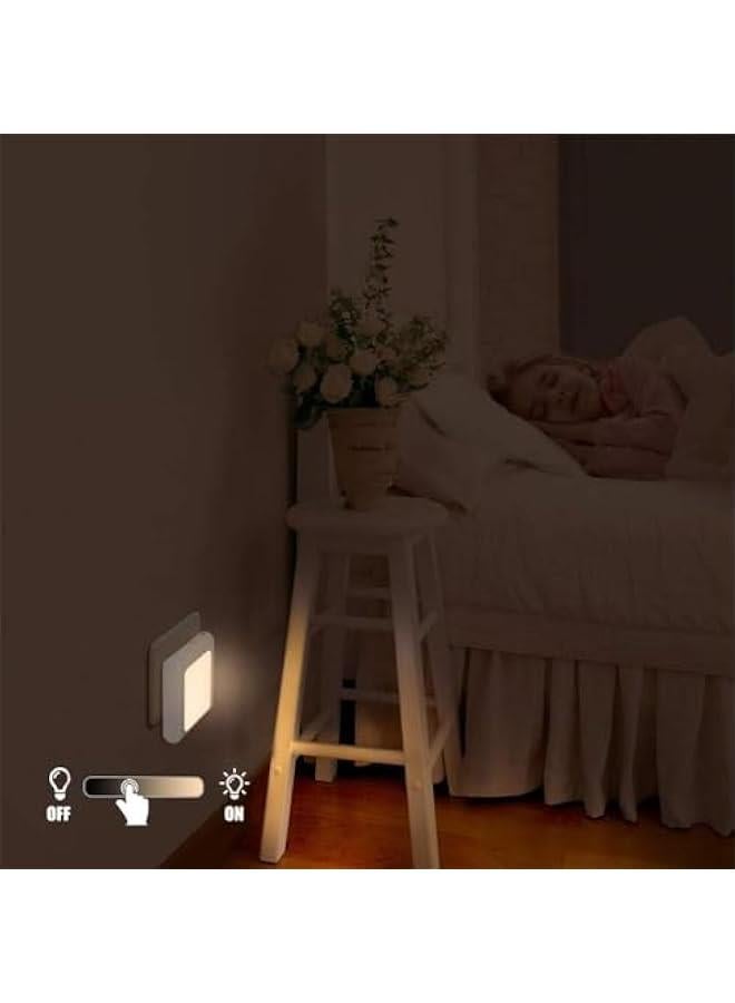 HOOKOR 2 Pack Stepless Dimmable Night Light, LED Nightlights Plug in Wall with Auto Dusk to Dawn Sensor, Brightness Adjustable for Kids, Bedroom, Bathroom, Hallway, Stair, Kitchen, Warm White - Image 2