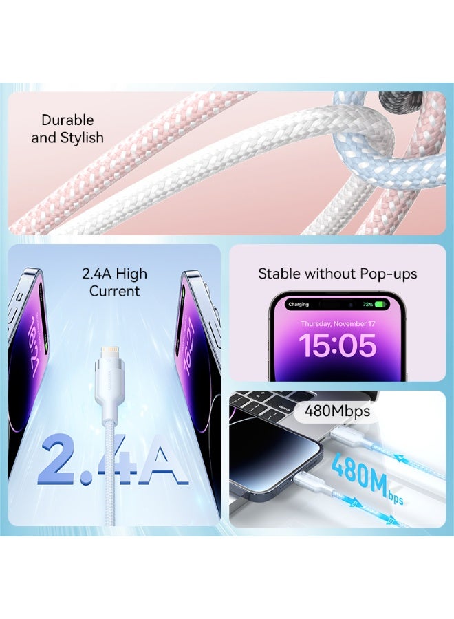 VENTION USB 2.0 Type-A Male to Lightning Male 2.4A Cable 2M Pink Aluminum Alloy Type Model# LANPF - Image 3