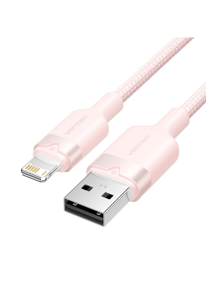 VENTION USB 2.0 Type-A Male to Lightning Male 2.4A Cable 2M Pink Aluminum Alloy Type Model# LANPF - Image 1