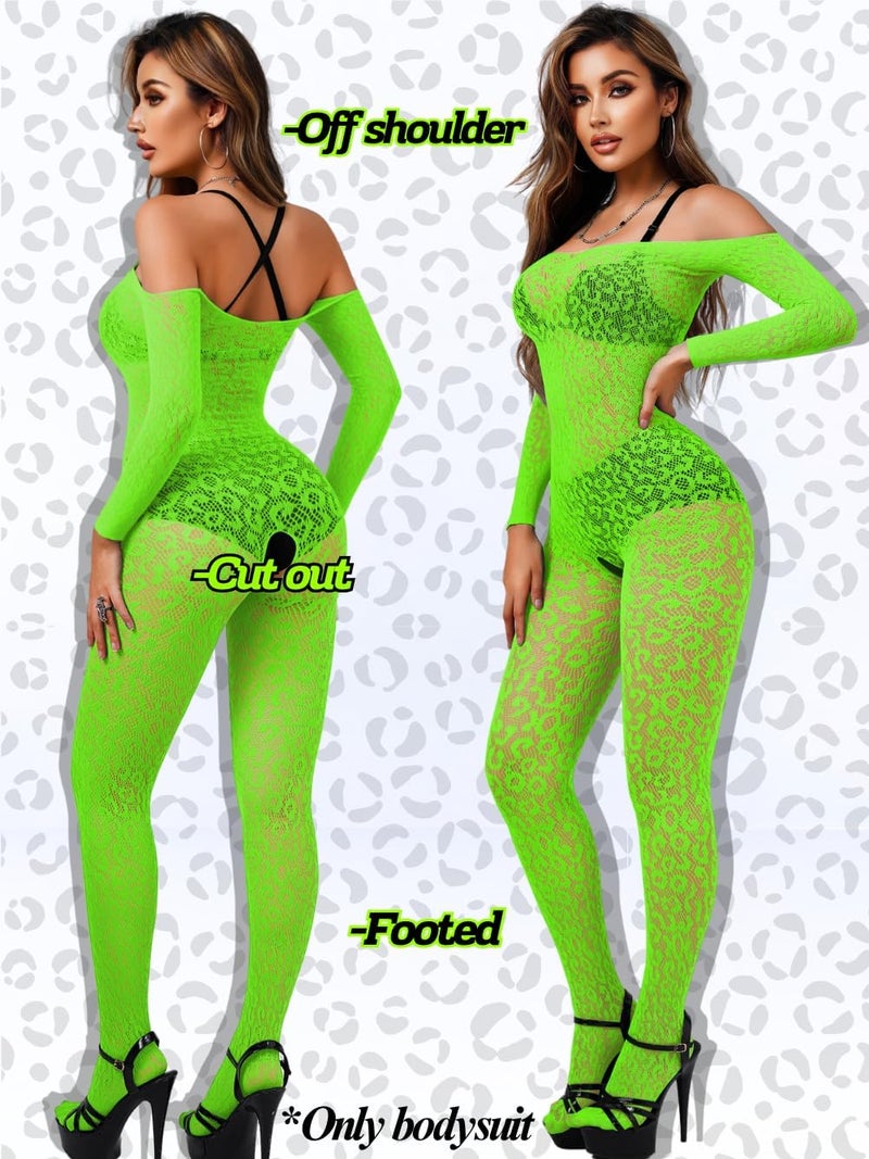 GirlFriend Lingerie for Women Lovely One Piece Deep V Neck Teddy Babydoll Mesh Nightwear for Women Mesh Badydoll Fishnets Dresses See Through Lingerie Chemise Outfits Fruit Green - Image 2