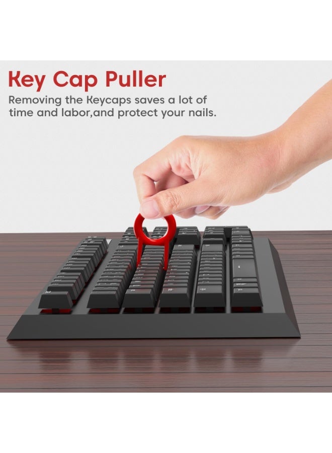 مجموعة تنظيف 5 في 1 لأجهزة الكمبيوتر والإلكترونيات - لوحة المفاتيح، والماوس، واللابتوب، وسماعات الرأس، والهواتف المحمولة - لإزالة الغبار باستخدام فرشاة، وإسفنجة تنظيف، وقلم دقيق، وأداة سحب المفاتيح - Image 5