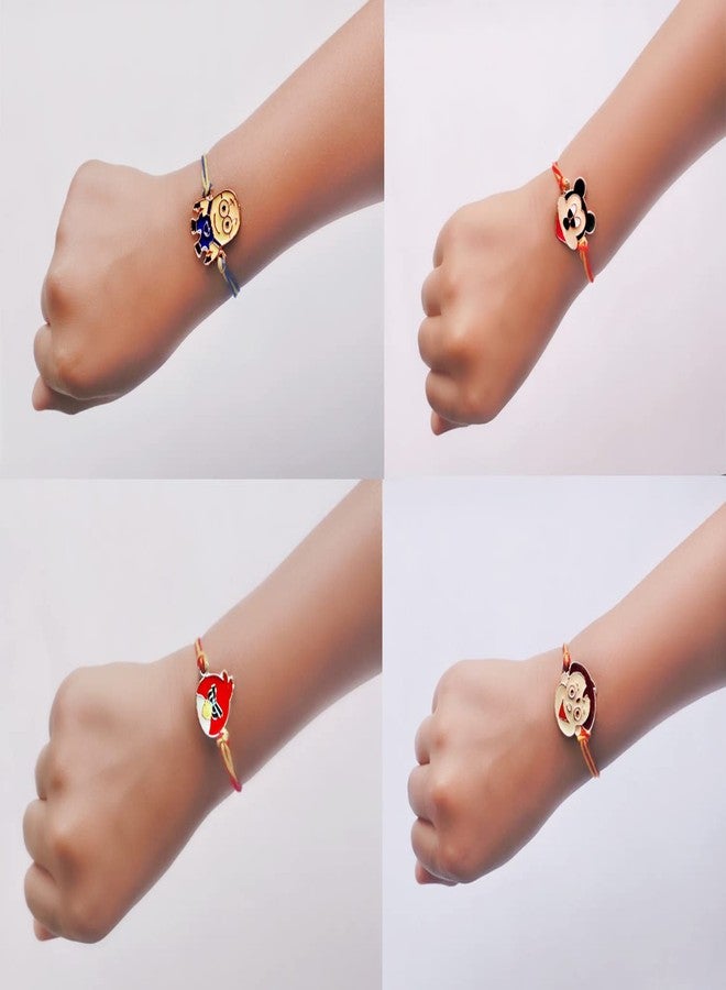Mahi Combo of 4 Popular Trendy Multicolor Cartoon Kids Rakhi with Meena Work (RCO1105326Z) - Image 2