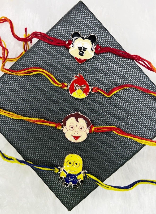 Mahi Combo of 4 Popular Trendy Multicolor Cartoon Kids Rakhi with Meena Work (RCO1105326Z) - Image 3
