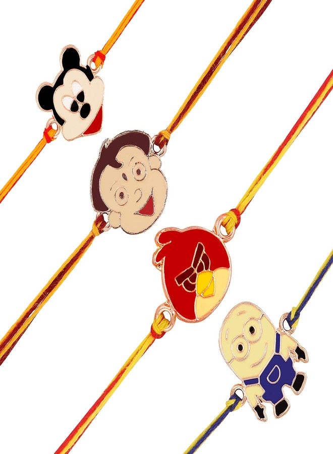 Mahi Combo of 4 Popular Trendy Multicolor Cartoon Kids Rakhi with Meena Work (RCO1105326Z) - Image 1