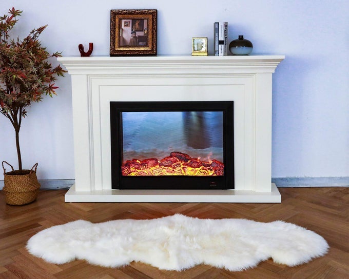 NEW ZEALAND SHEEPSKIN AREA RUG GENUINE FLUFFY WOOL MULTIPLE SIZES BEDROOM OR LIVING ROOM DECOR2FT X 6FTIVORY